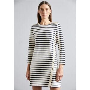 NWOT Veronica Beard Womens Ruta Ivory Stripe Cotton Mini Dress Long Sleeve Sz M